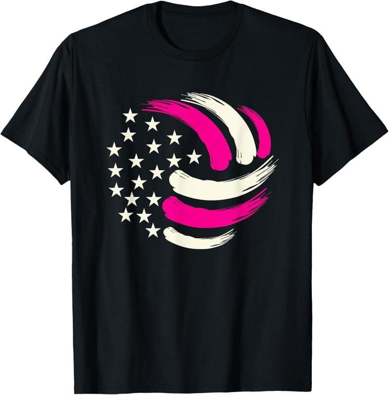 100% Cotton Women Volleyball Teen Girls USA American Flag T-Shirt Hoodie, Sweatshirt | DripVista.com