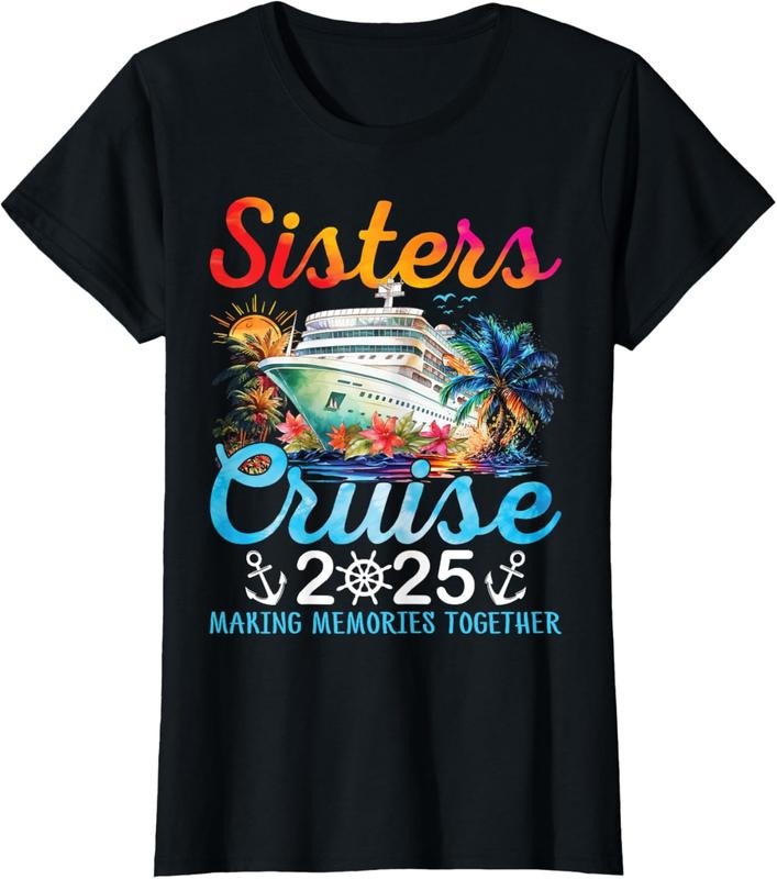 100% Cotton Womens Sisters Cruise Trip 2025 Cruise Ship Matching Vacation Party T-Shirt Hoodie, Sweatshirt | DripVista.com
