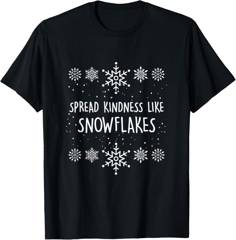 100% Cotton Xmas Themed Spread Kindness Like Snowflakes Merry Christmas T-Shirt Hoodie, Sweatshirt | DripVista.com