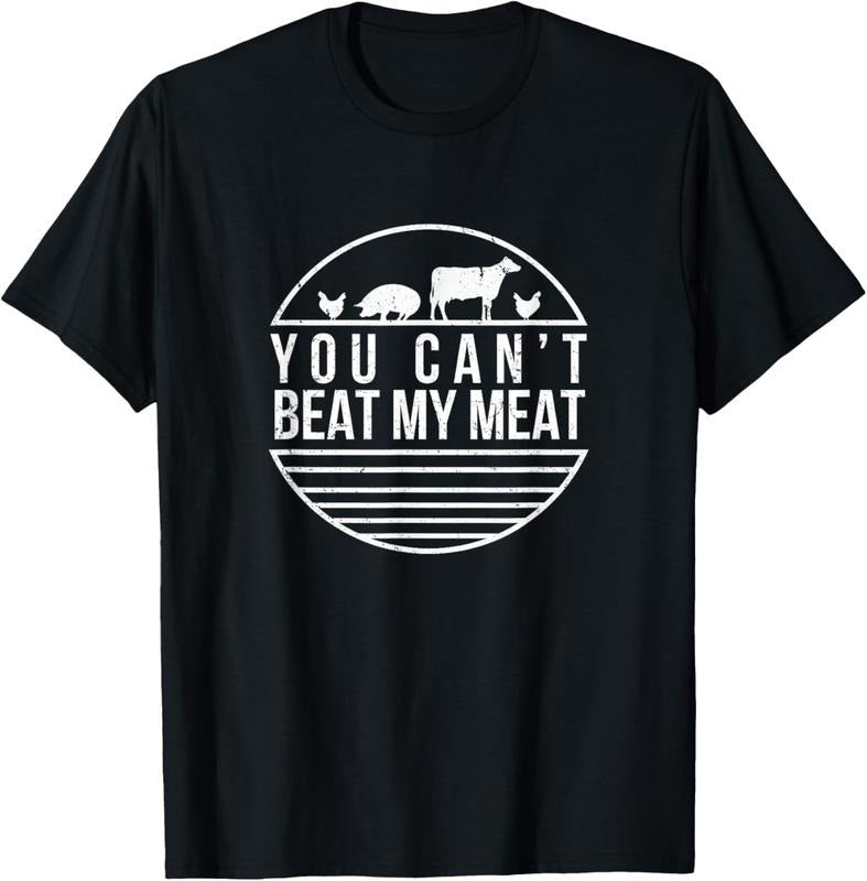 100% Cotton You Can't Beat My Meat Funny BBQ Grilling Smoking T Shirt T-Shirt Hoodie, Sweatshirt | DripVista.com