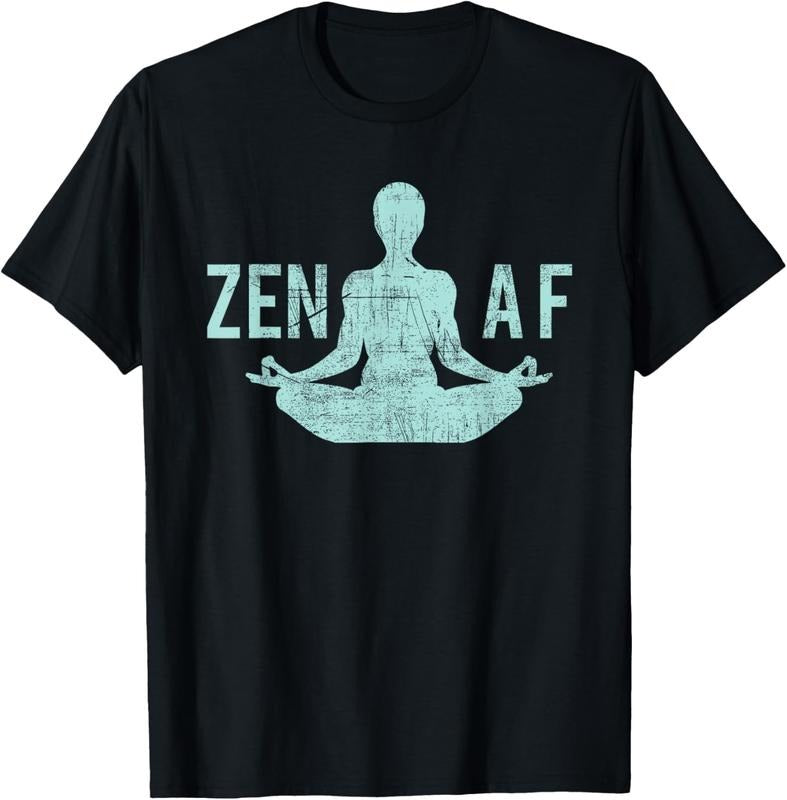 100% Cotton Zen AF T-Shirt Cute Yoga Clothes Funny Gifts For Women T-Shirt Hoodie, Sweatshirt | DripVista.com
