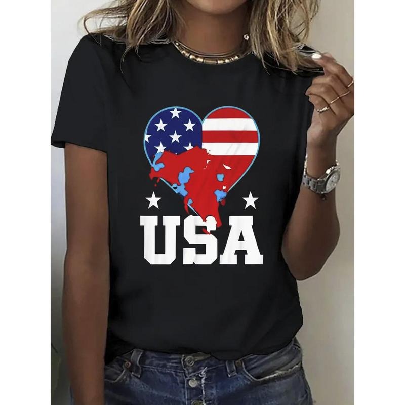 100% Pure, Patriotic American Flag Printed T-Shirt, Spring Gunpla brand Summer Round Neck Short Sleeved Women'WB shield...