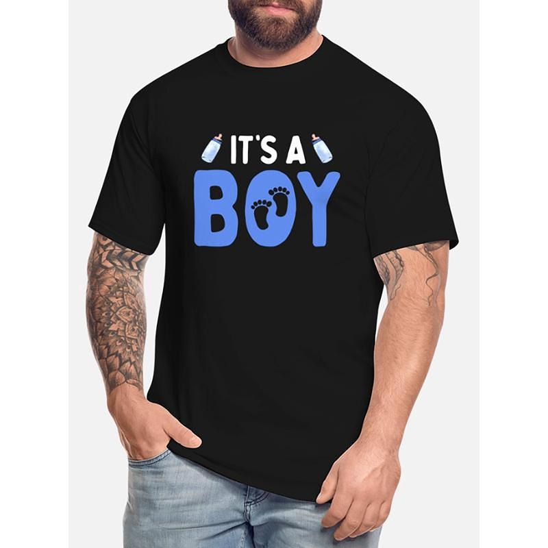 100% cotton T-shirt, this is a boy pregnancy announcement gender announcement, funny men short sleeve graphic T-shirt series black, cool creative men short sleeve T-shirt Made in USA