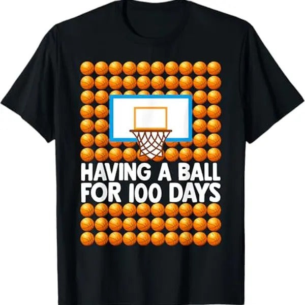100 Day of School Shirt, 100 Days Of School Basketball 100th Day Balls For Boys T-Shirt