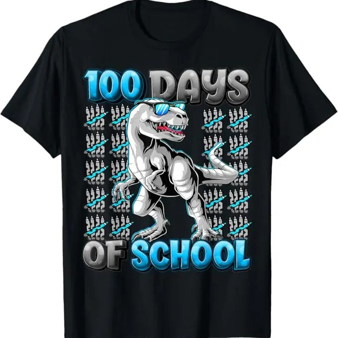 100 Day of School Shirt, 100 Days Of School Trex 100 Days Smarter 100th Day of School Funny T-Shirt