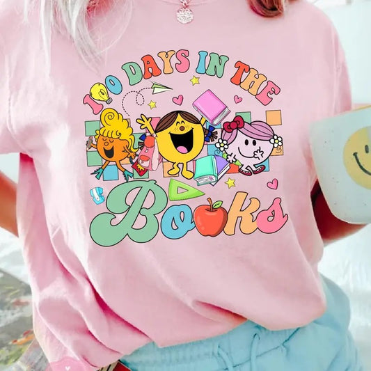 100 Days In The Books Shirt, Celebrate 100th Day Tee, Teacher Student Shirt, Gift For Teacher 100 Days Of School, Children Book Shirt