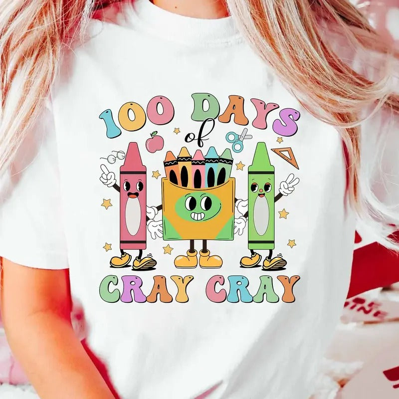 100 Days Of Cray Cray Shirt, Happy 100 Days Of School Shirt, School 100 Days Shirt, Teacher 100 Days of School Outfit, klds School Shirt