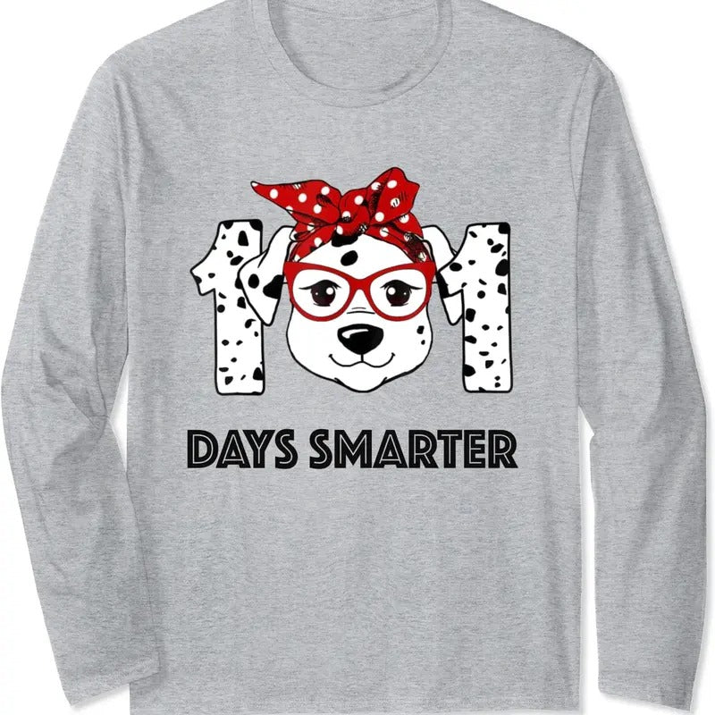 101 Days Smarter Dalmatian Dog Teacher 100th Day Of School Long Sleeve T-Shirt