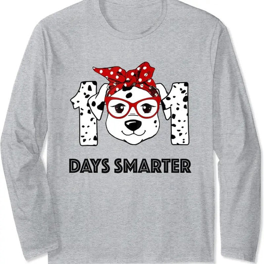 101 Days Smarter Dalmatian Dog Teacher 100th Day Of School Long Sleeve T-Shirt