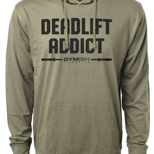107. Deadlift Addict Funny Workout Gym Hoodie for Men Cotton Menswear