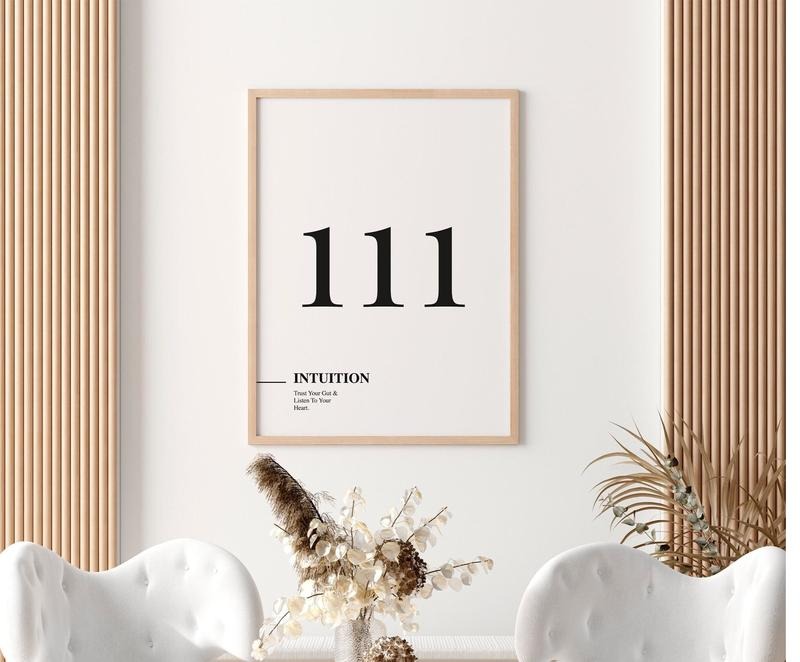 111 Angel Number, Angel Number Print, Trendy Wall Art Print, Alignment, Manifestation Energy Spiritual Poster, Poster...