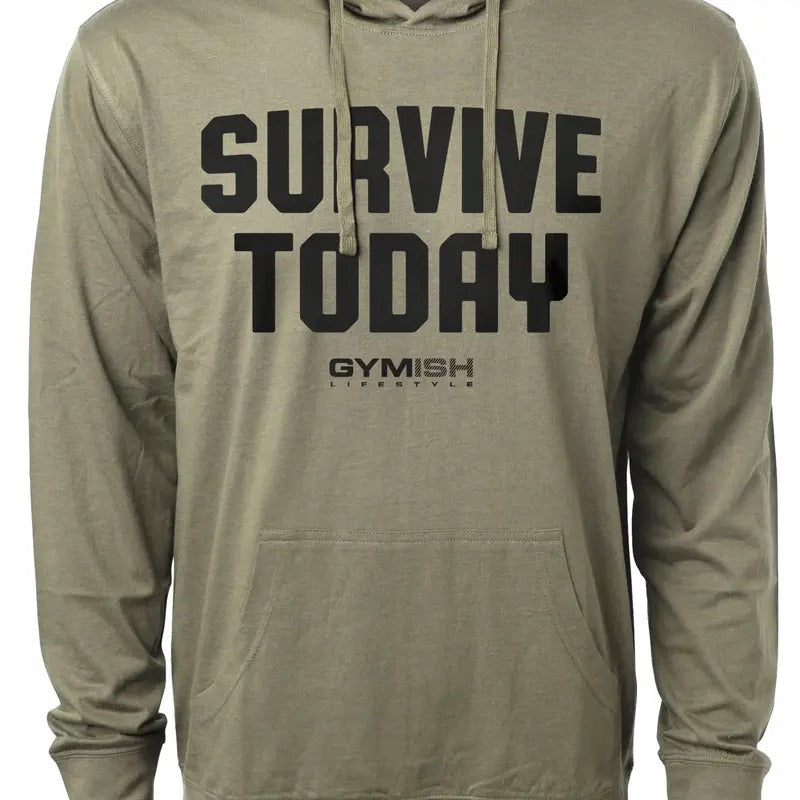 120. Survive Today Funny Workout Gym Hoodie for Men Cotton Menswear