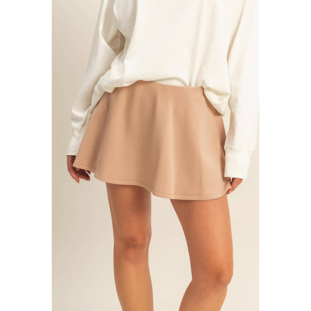 Flirty Double Knit Mid Waist Skort