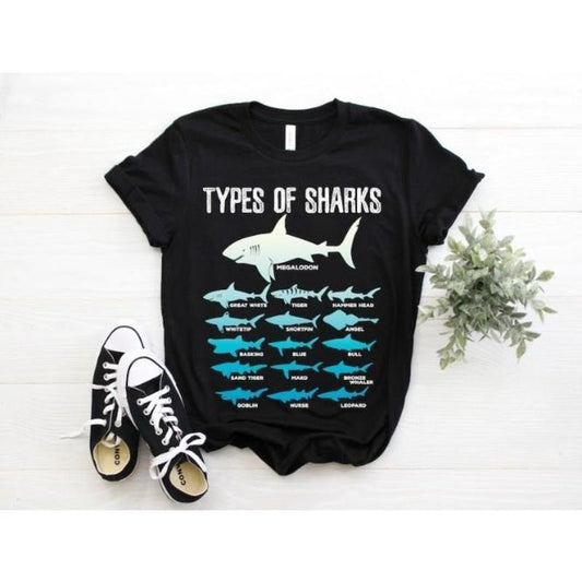 16 Types of Sharks T-Shirt, Marine Biology, Shark Week, Shark Tank Shirts, Shark Bite T Shirt, Left Shark Shirt, Shark Gift, Shark Birthday, Made In USA
