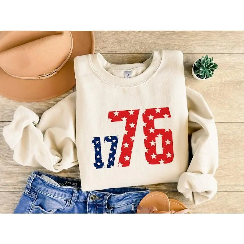 1776 America Independence Day tshirt, 4th of July Patriotic Printed Sweater, Comfy Color Unisex Retro Shirt, Special Gift from Daughter  T-shirt, sweater and Hoodie