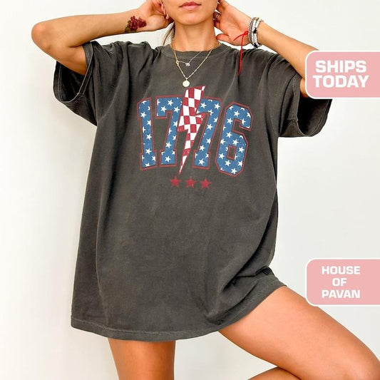 1776 Lighting, 4th of July Shirt, USA shirt, Summer Shirt, Red White and Blue, America, Womens Fourth of July, Patriotic Tee