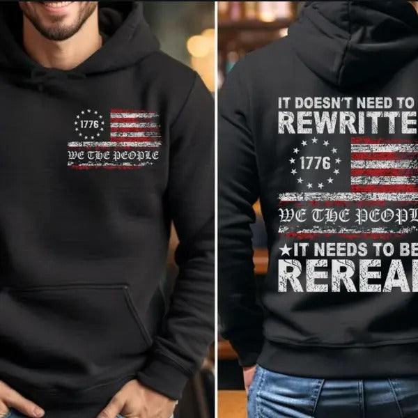1776 We the People American Flag Front and Back Hoodie Fleece lined Sweatshirts T-Shirts | DripVista.com