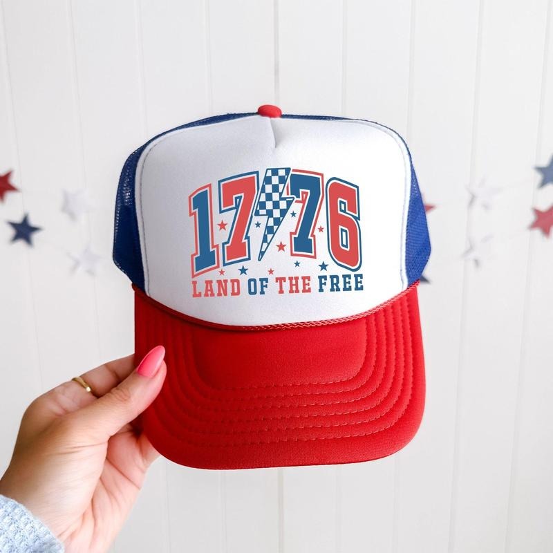 1776, Land Of The Free, Patriotic, Snapback Trucker Hat, America, USA, Independence Day, Patriotic Cap for Women, Sassy...