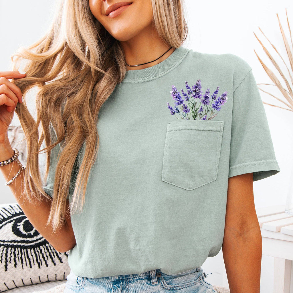 Lavender, Floral Pocket Tee, Beautiful, Gorgeous Tshirt