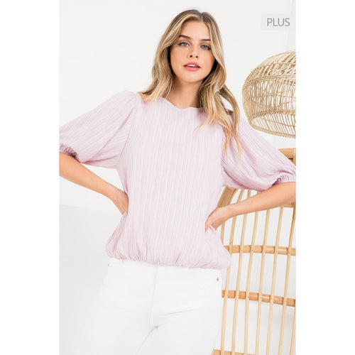 /Size Xl/ Textured Balloon Sleeve Round Neck Blouse Top