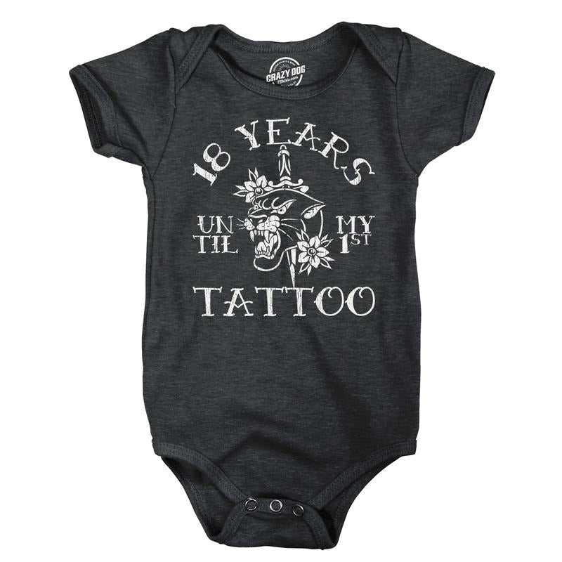 18 Years Until My First Tattoo Baby Bodysuit Funny Sarcastic Graphic Novelty Jumper for Infants Funny Baby Onesies Funny...