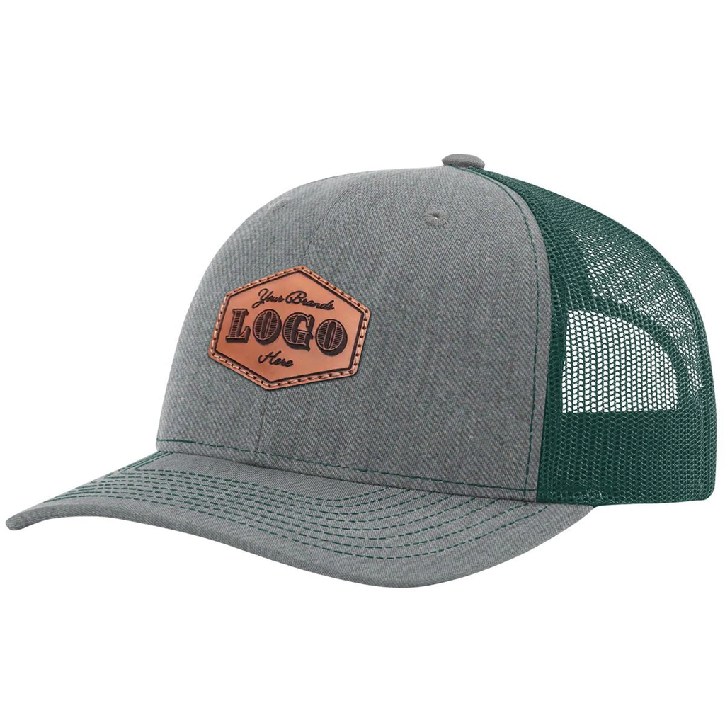 Custom Hat with Laser Engraved Patch - Heather/D.Green
