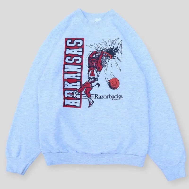 1993 Arkansas Razorbacks Shattered Backboard Crewneck Basic Sweatshirt Cotton T-Shirts, Hoodie | DripVista.com