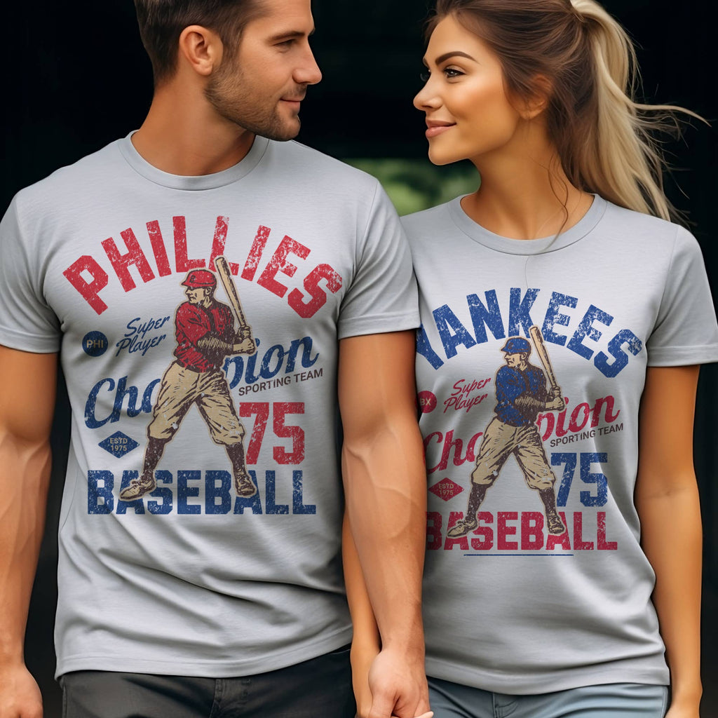 Vintage Baseball Team Rangers Dodgers Yankees Graphic Tee