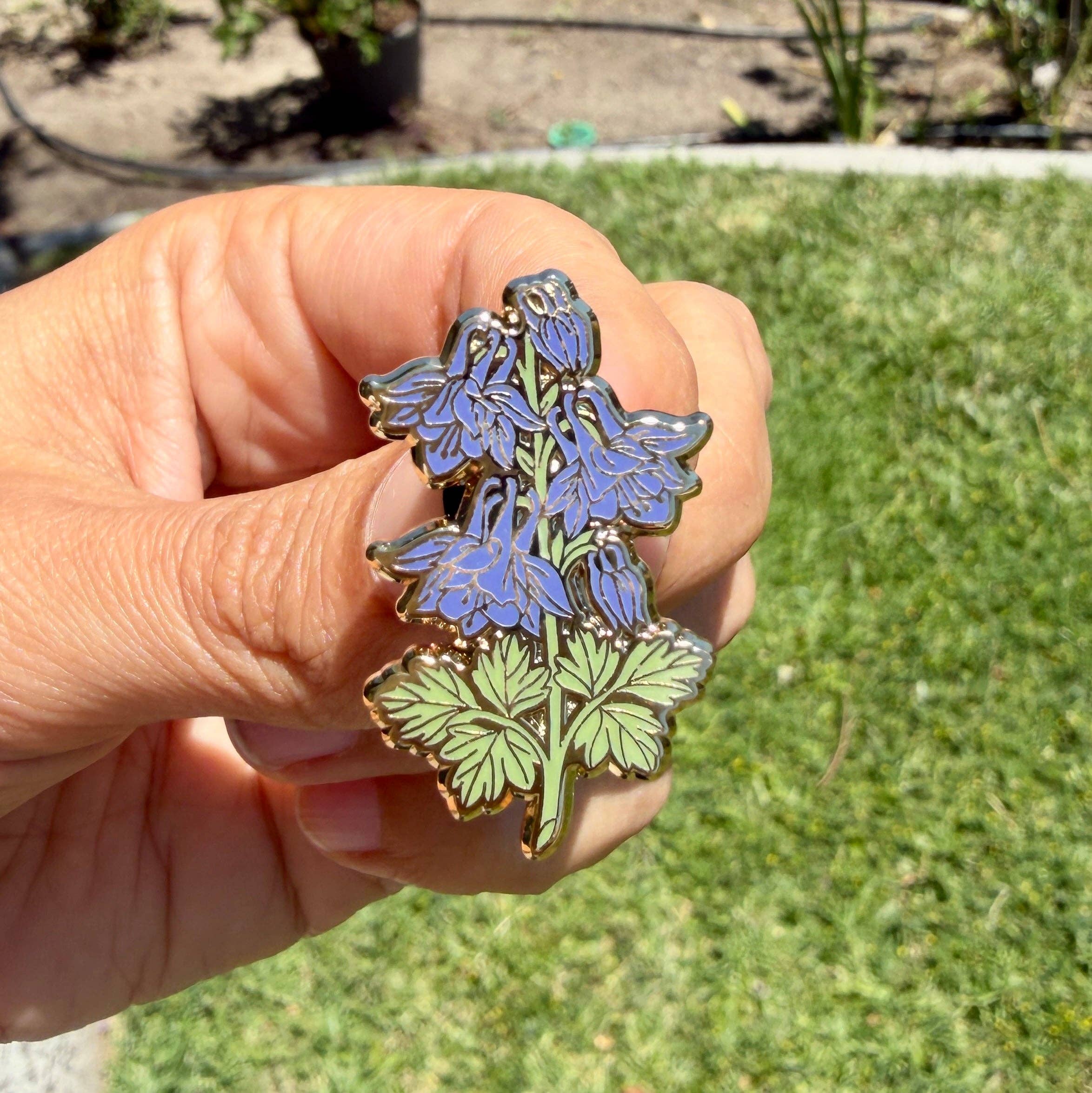 Colorado Columbine Enamel Pin – Blue Columbine Flower Lapel