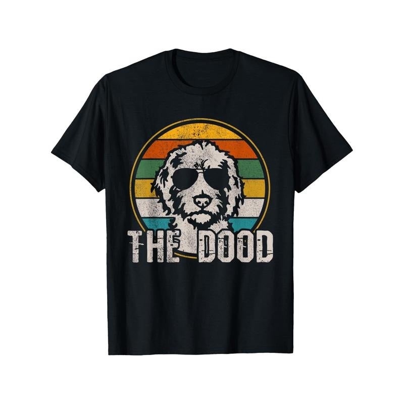 1pc Goldendoodle The Dood Vintage Retro Print T-Shirt, 100% Cotton, Casual Style, Unisex, Round Neck, Knit Fabric, All...