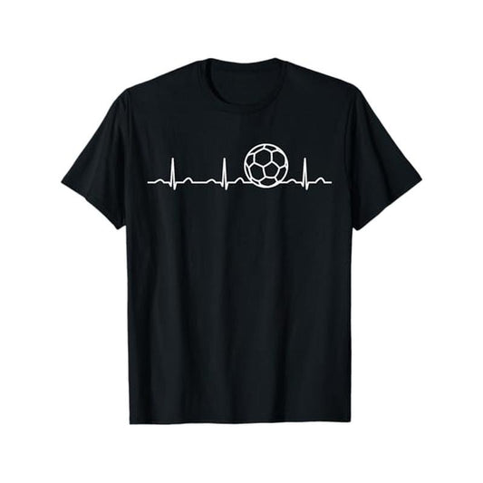 1pc Men'S Casual Cotton T-Shirt with Football Player Heartbeat Print, Round Neck, Knitted Fabric, Elasticity, Comfort Fit for All Seasons made in usa