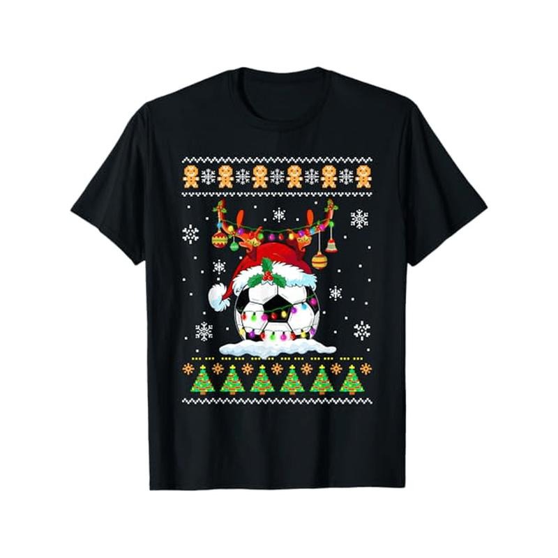 1pc Men'S Christmas Ugly Sweater T-Shirt, Casual Crew Neck, Cotton Knit Fabric with Slight Stretch, All-Season Loose Fit,...