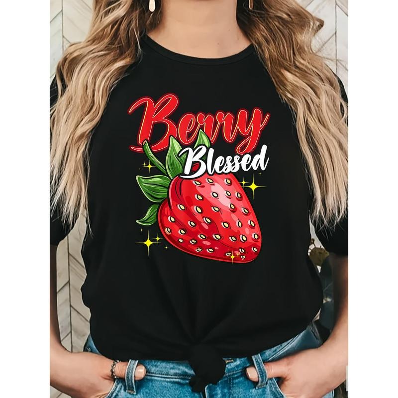 1pc Women'WB shield Strawberry Graphic Tee