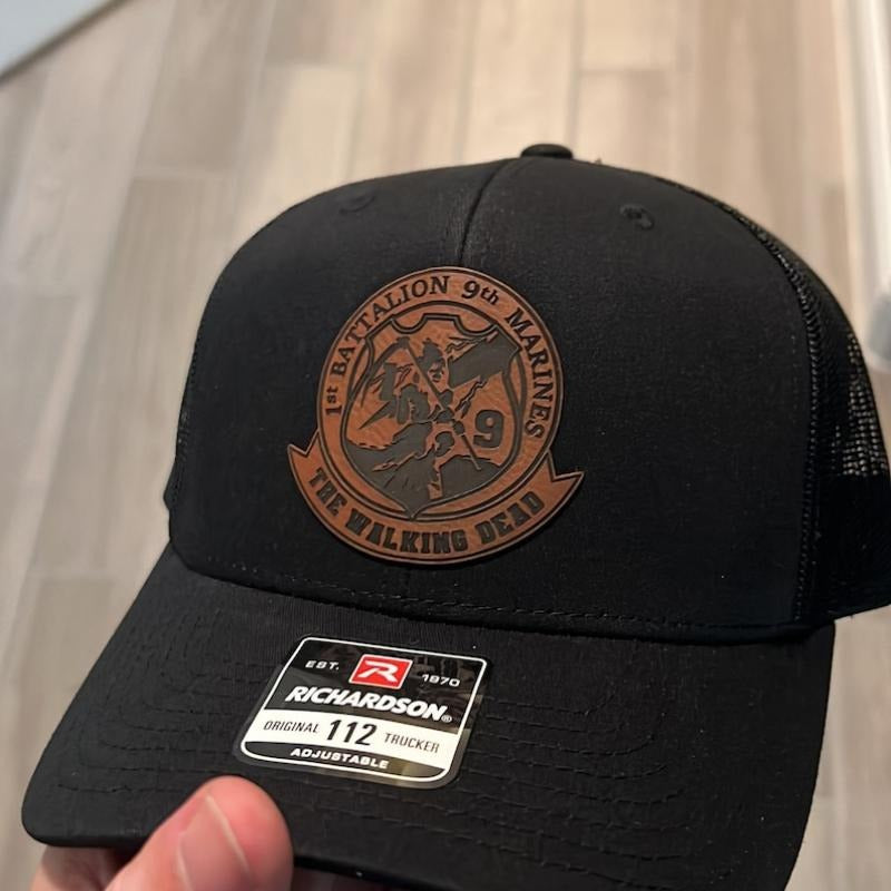 1st Battalion 9th Marines Infantry Leather Hat Patch Richardson Hat Mesh Back Snap Back | Salty Vet | T-Shirts, Hoodie,...