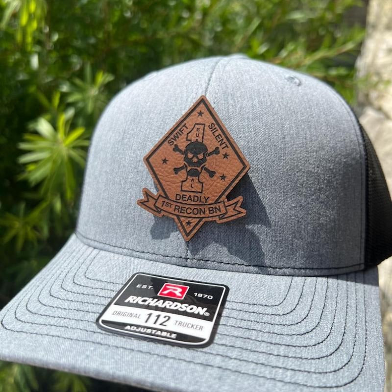 1st Recon Battalion Leather Hat Patch Richardson Hat Mesh Back Snap Back | Salty Vet | T-Shirts, Hoodie, Sweatshirt
