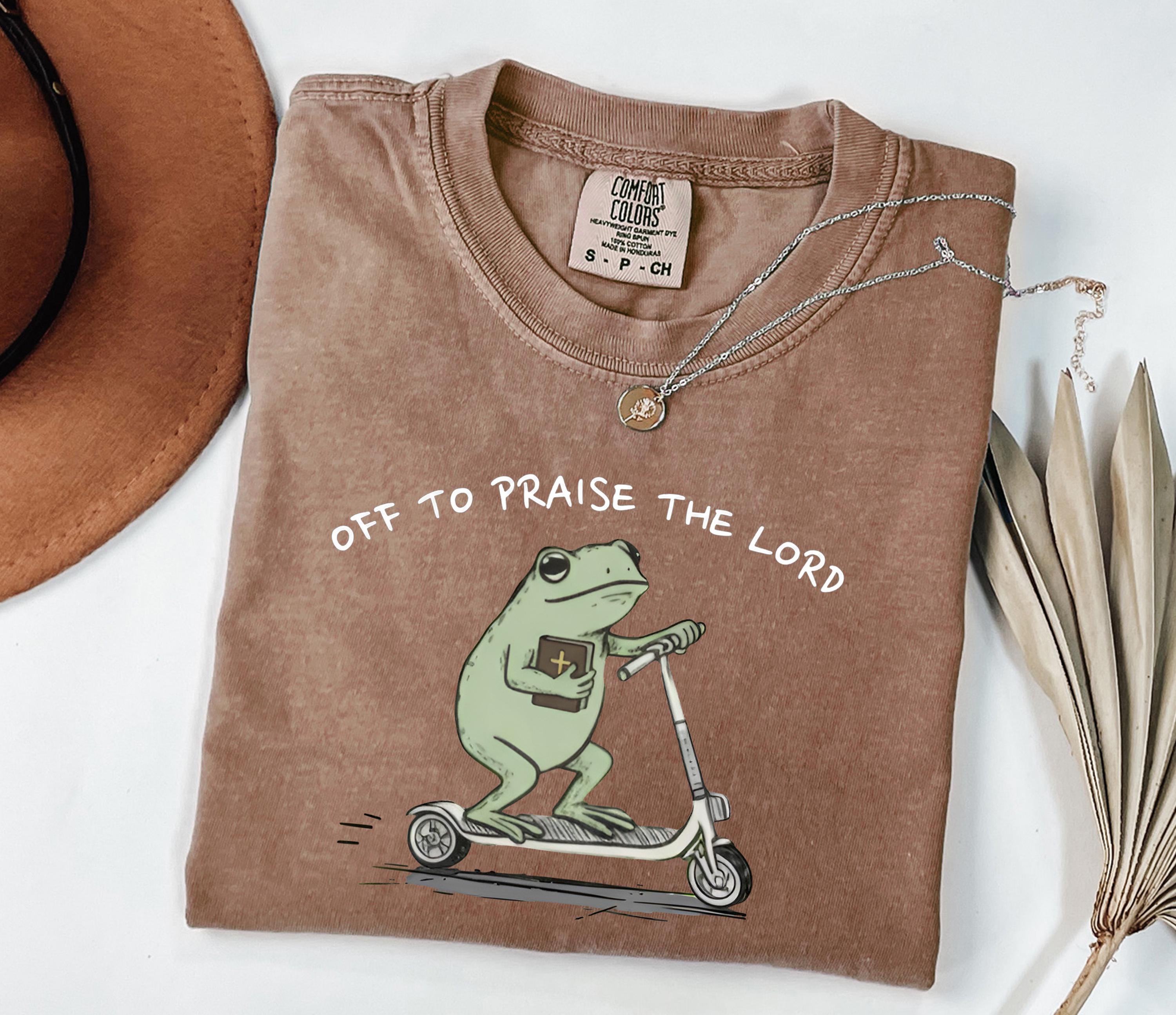 Comfort Colors Christian Dyed Tee Frog Off Praise Lord Bible Study Humor Jesus Church Faith (3)