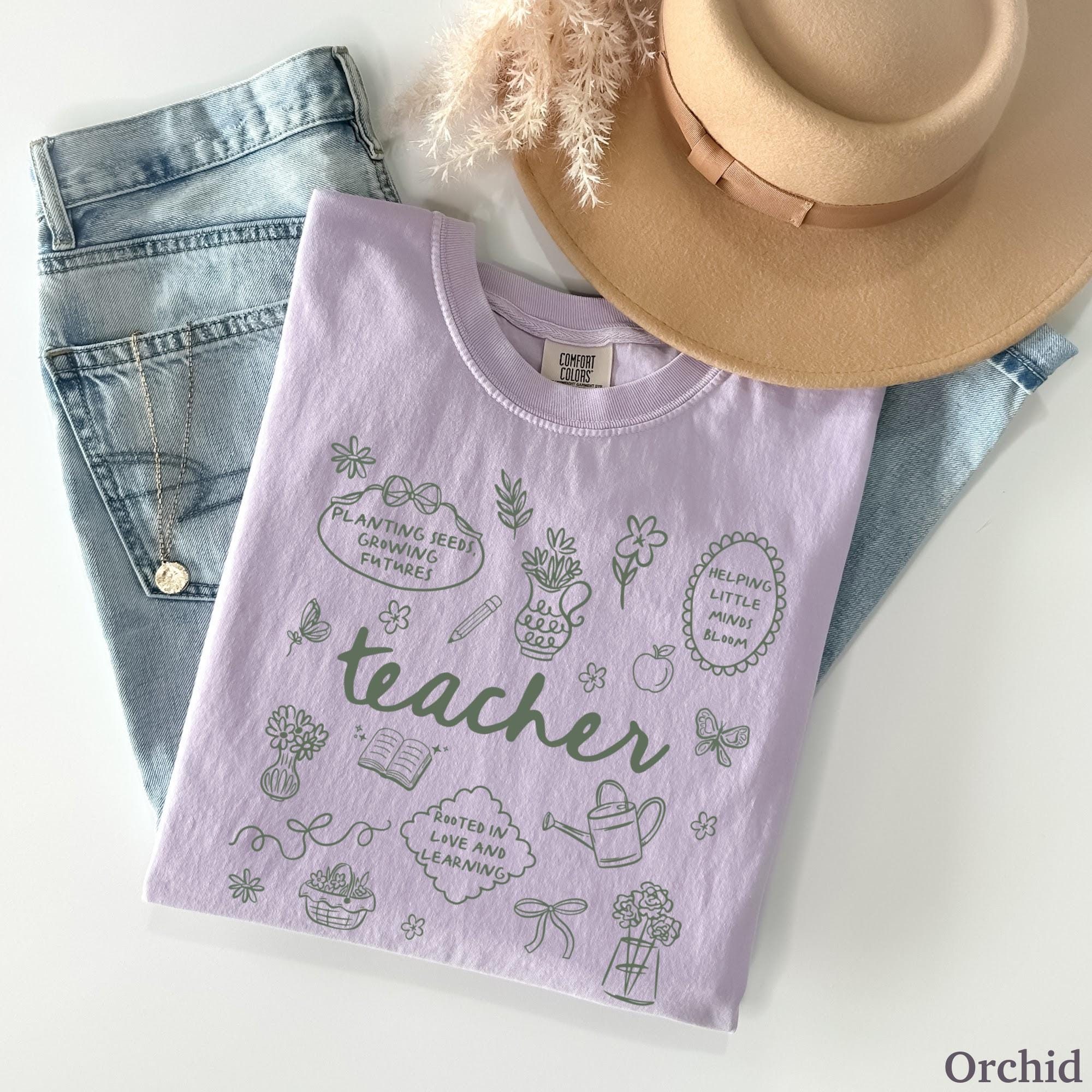 Comfort Colors Teacher Cottagecore Teach Back Shool Tee Spring Floral Teaching Teacher Appreciation (3)