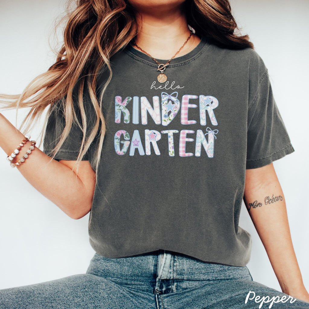 Kingergarten Comfort Colors Kindergarten Teacher Kindergarten Gingham Teacher Kindergarten Teacher Grandmillenial (3)
