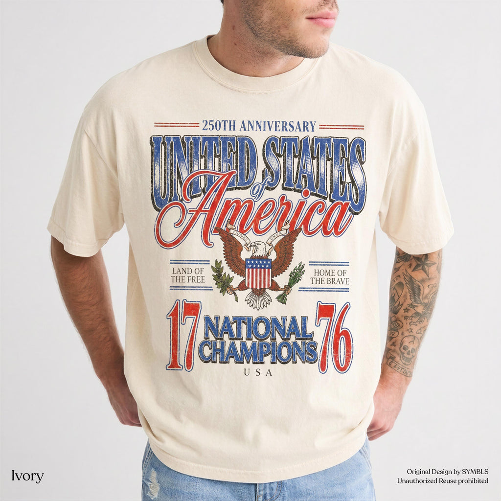 July 4th 1776 National Champions America 250th Anniversary Oversized Tee Distressed Americana (3)