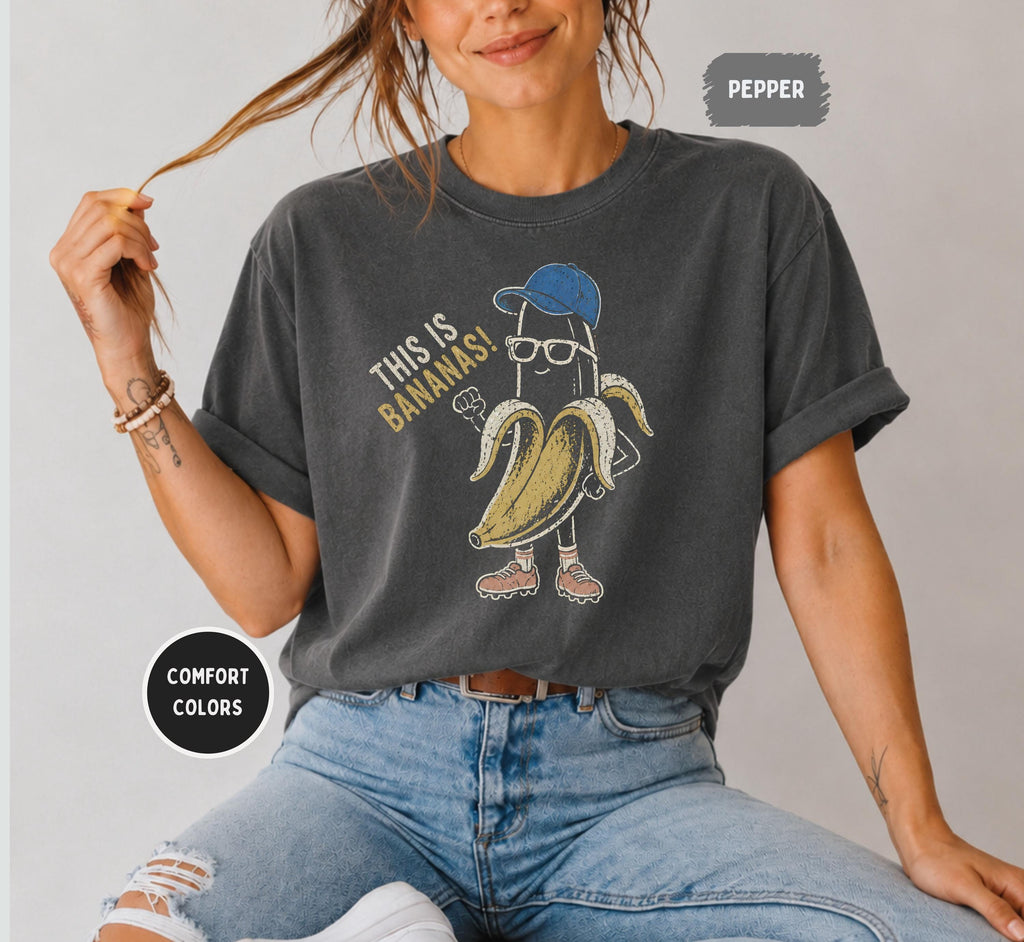 Bananas Retro Banana Baseball Tee Comfort Colors 1717 Sports Mom Game Day Fruit Pun (3)