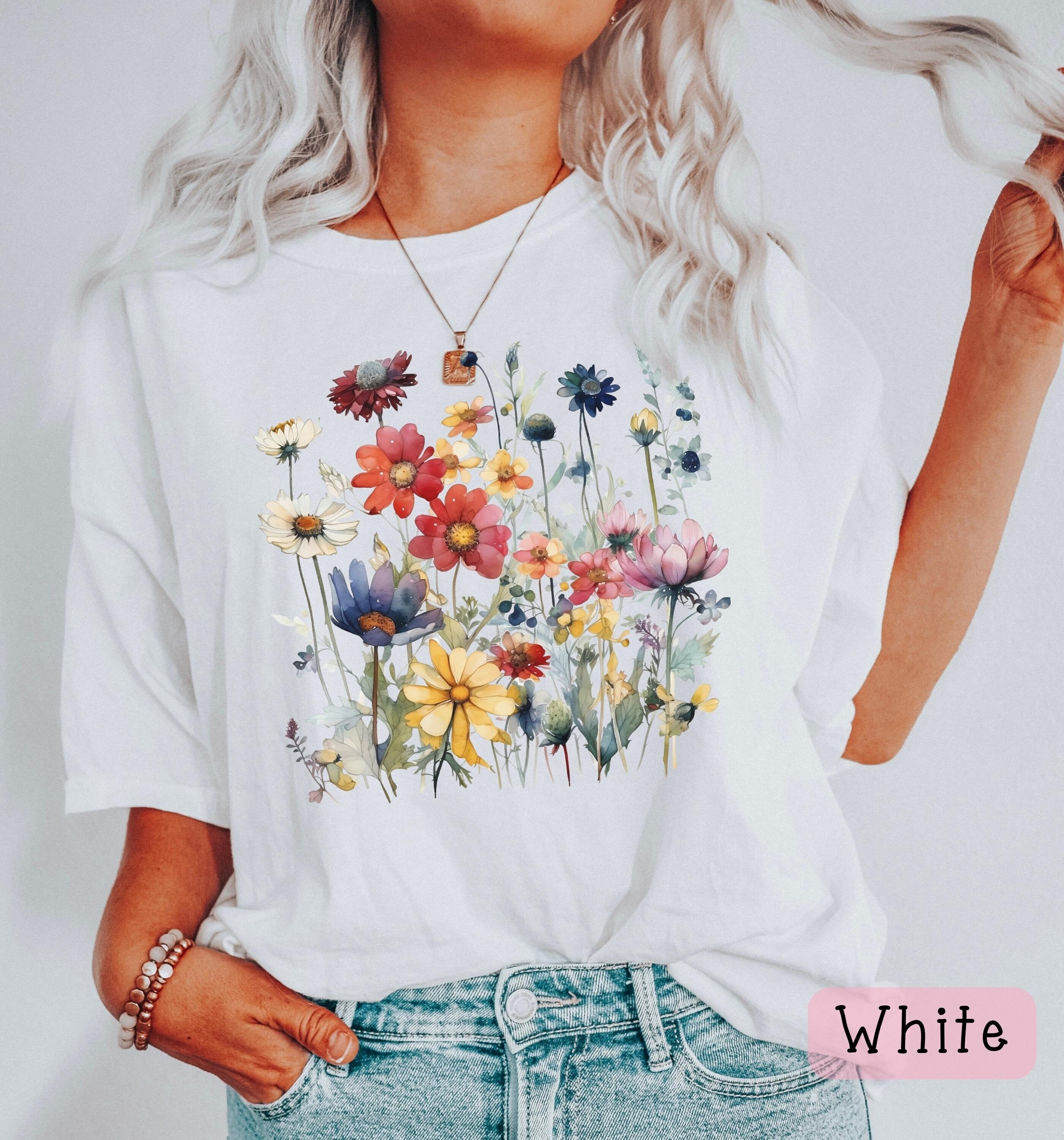Boho Wildflower Comfort Colors Spring Floral Tee Unisex T-shirt, Sweatshirt, Hoodie (3)