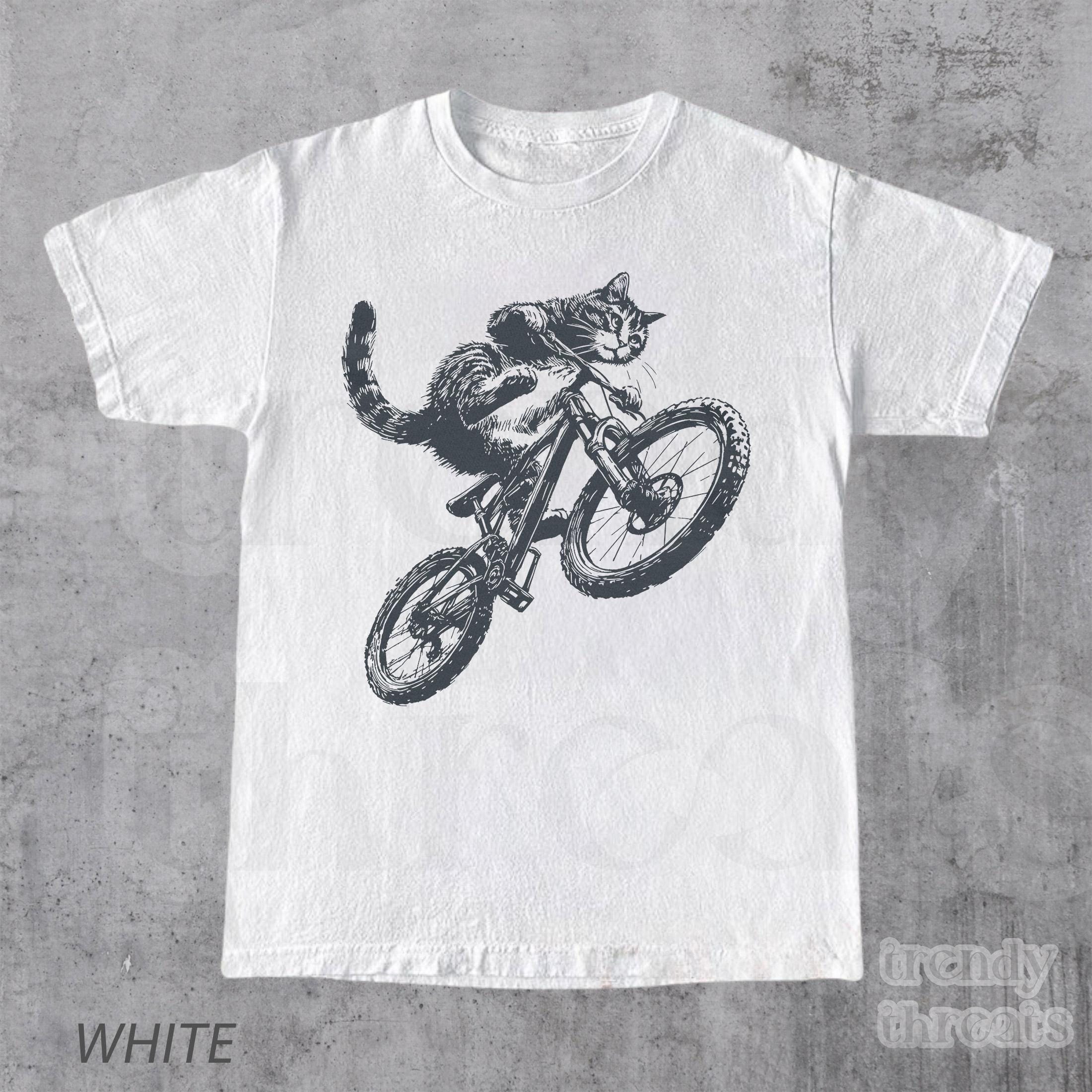 Cat Riding Bicycle Kitten Cat Lover Tee Bikers Cat Parents (3)