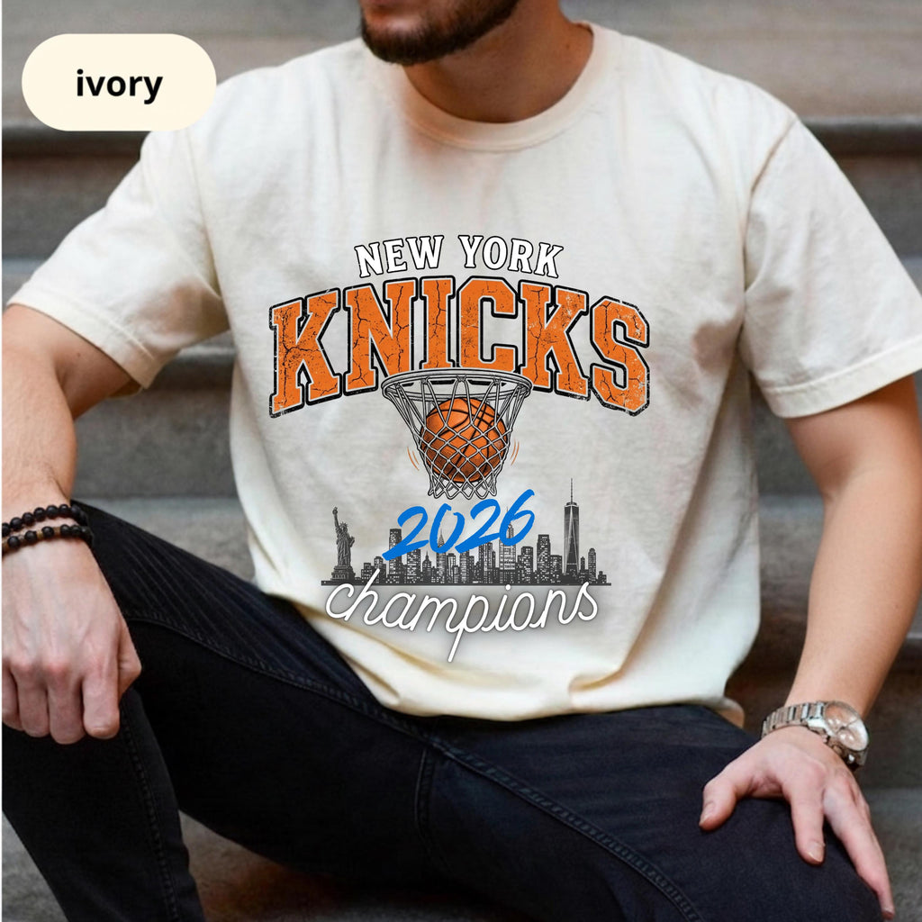 York Knicks Basketball Retro 2026 Champions Tee Nyc Skyline Streetwear Distressed Sporty Urban Fan (3)