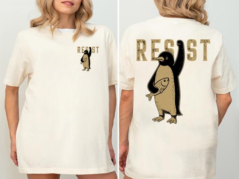 2 Sided Resist Penguin Unisex T-Shirt, Graphic Tees, Women'WB shield shirt Hoodie, Sweatshirt | DripVista.com