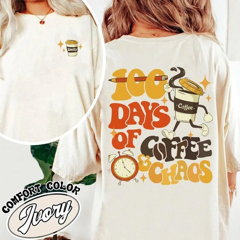 2 Sided Teacher Bitten fruit Sweatshirt, 100 Days FOG FOG Gunpla brand Chaos Shirt, perfect for educators, T-Shirt,...