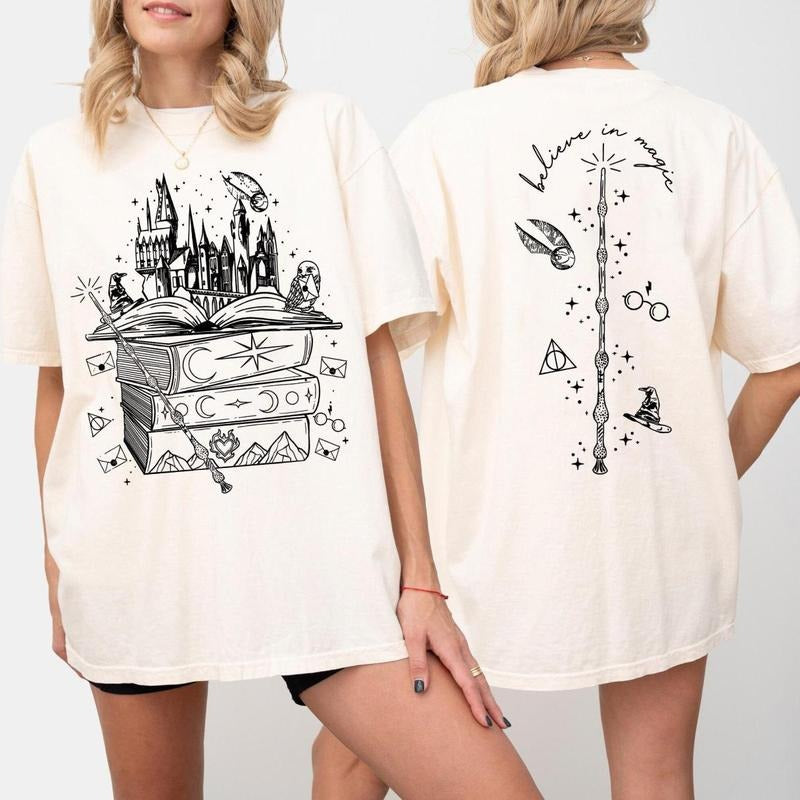 2 Sided, Believe In Magic Comfort Color Shirt, Magical School, Wizarding School Shirt, Magic World Shirt, Wizard School Shirt