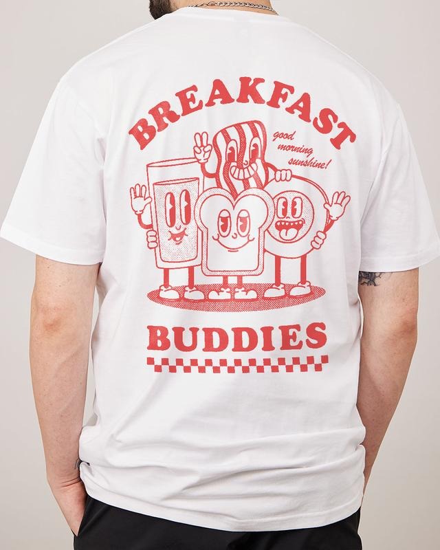 2 Sides BREAKFAST BUDDIES T-SHIRT, Men Summer Fashion Cotton, Cotton Menswear, S to 3XL Soft Top