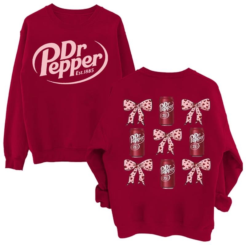 2 Sides Dr Pepper Pink Coquette Bow Sweater, Dr Pepper Sweatshirt, Dr Pepper Est 1885 Sweatshirt, Soda Lover Sweatshirt, Gift Ideas Clothing