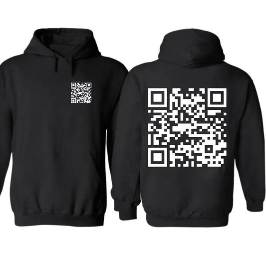 2 Sides Funny FU QR Code Men's Hoodie, QR Code Hoodie, Gifts, Gift For Her, Gift For Him, Classic Fabric Top Unisex Clothing Medium Menswear