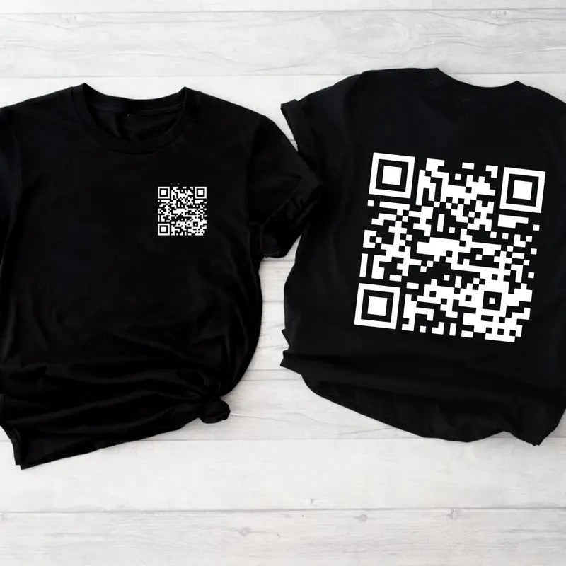 2 Sides Funny FU QR Code Men's T-Shirt, QR Code T-Shirt, Gifts, Gift For Her, Gift For Him, Classic Fabric Top Clothing Tee Fabric Fit